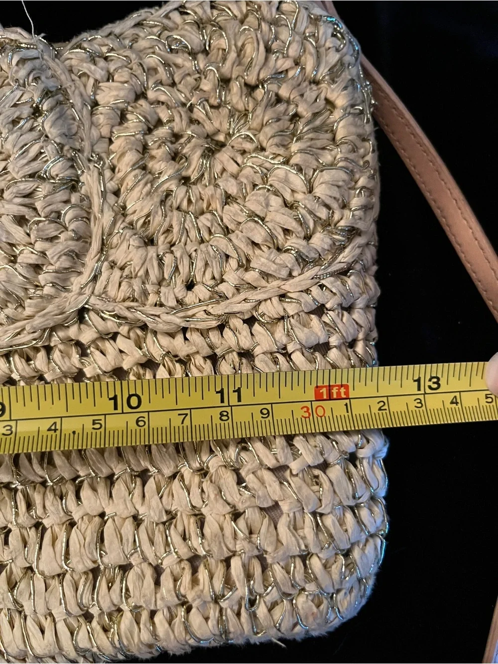 Talbots Straw Woven Clutch with Wristlet Strap & Gold Metallic Detail